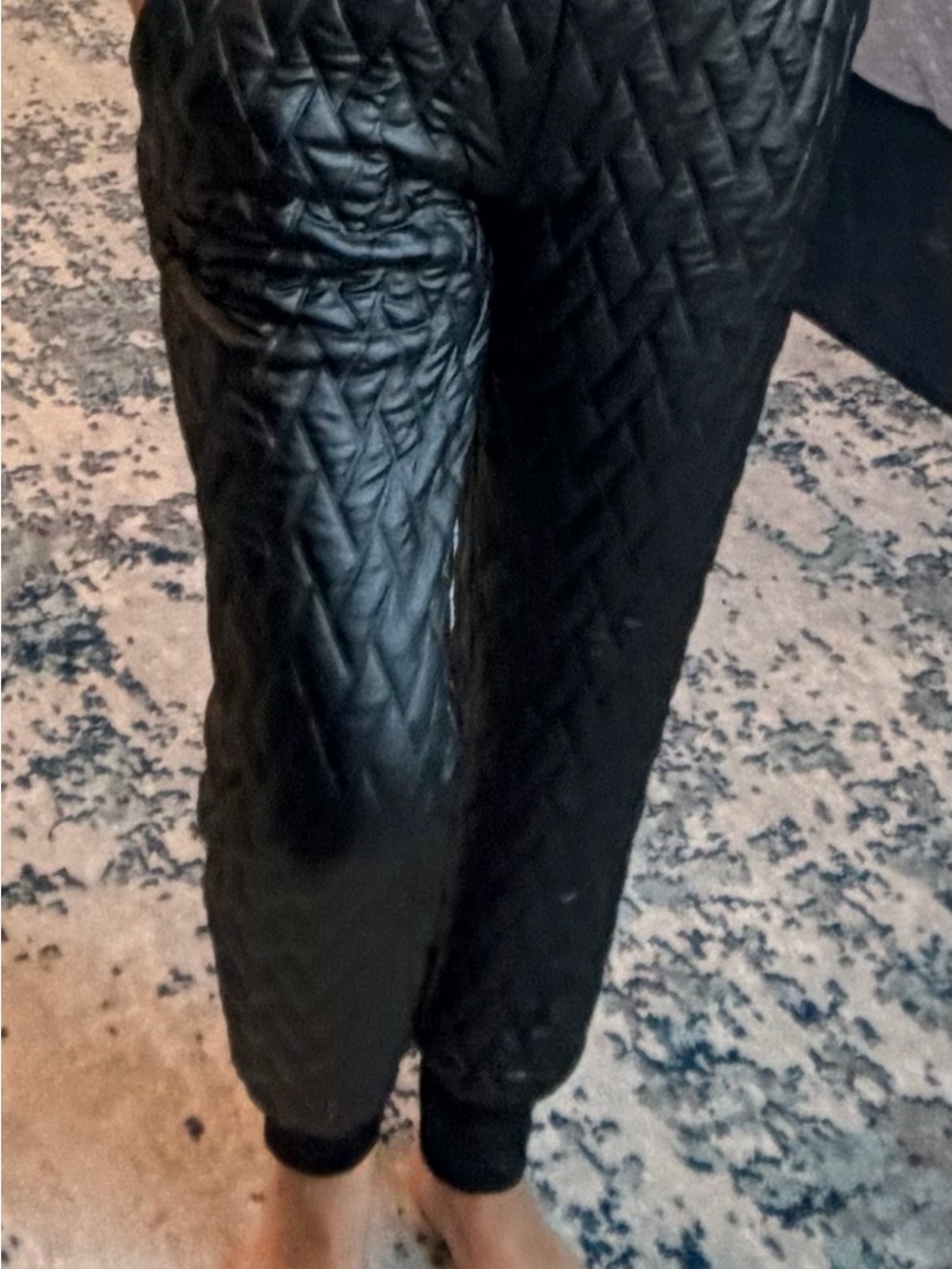 Black Quilted Jogger Pants